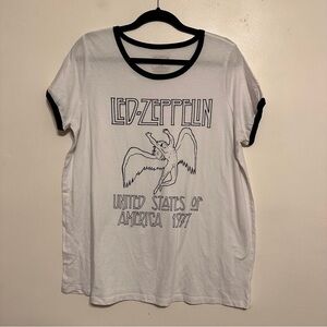 Torrid Led Zeppelin Ringer Graphic Band Tee Tshirt Black White size 1X